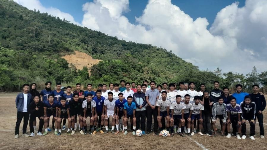 Players during the selection trial for Men’s football team organised by Nagaland University at its Kohima campus from November 9-11. (Photo Courtesy: PRO NU)